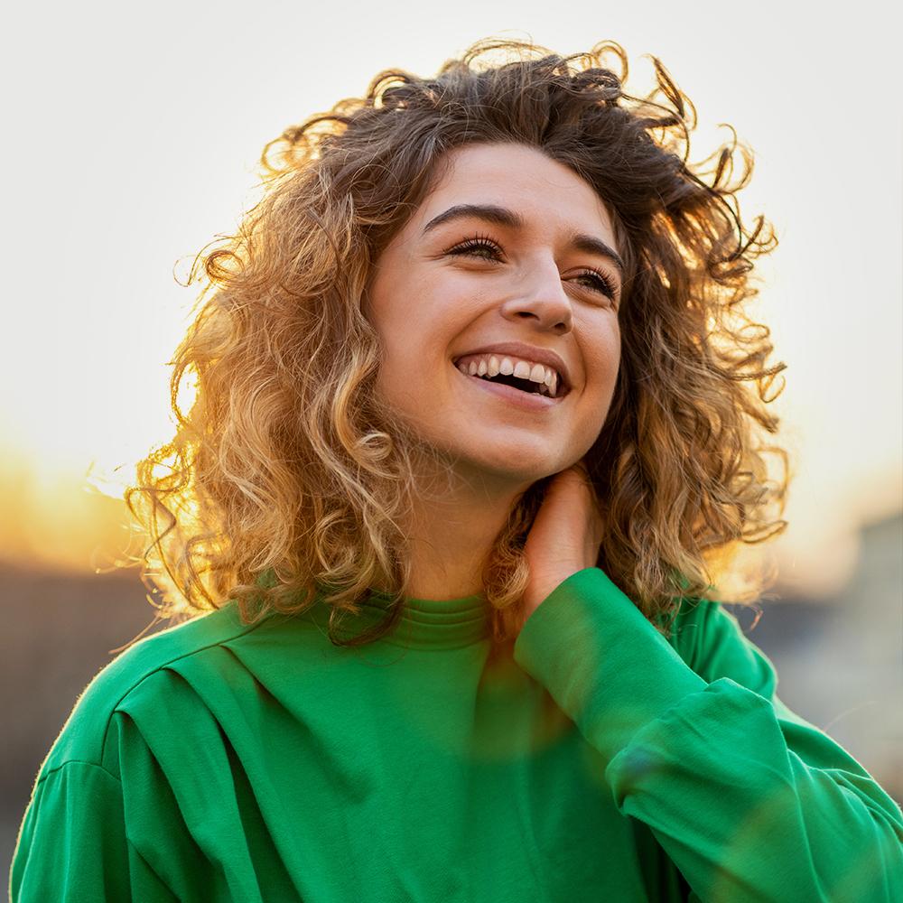 Girl with green T shirt